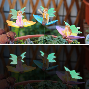 3 mảnh cổ tích vườn phụ kiện nhựa mini nàng tiên trên bướm bức tượng nhỏ vườn nồi cây dính ngoài trời trang trí - Product Image 4
