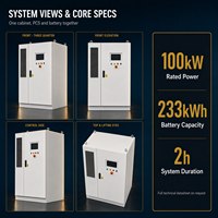 Système de stockage d'énergie commercial et industriel de 100 kW 233 kWh avec PCS et batterie intégrés dans un seul coffret, autonomie de 2 heures