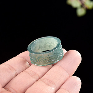 Anello in Giada Naturale Tiba <span class=keywords><strong>di</strong></span> Grado Blu Acqua, Tipo Ghiaccio, per Coppie, Unisex, dal Design Personalizzato - Product Image 3