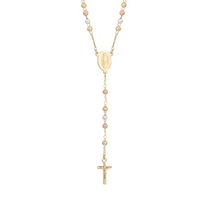 Collana JML di Lusso con <span class=keywords><strong>Rosario</strong></span> della Vergine Maria, Gioiello Personalizzato Delicato <span class=keywords><strong>Placcato</strong></span> <span class=keywords><strong>Oro</strong></span> 14k PVD con Catena a Perline per Donne - Product Image 4