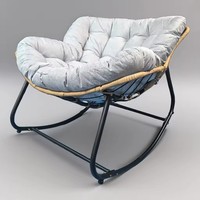 Sillón de Ratán de Diseño Moderno y Lujoso para Exteriores, Sala de Estar o Dormitorio, Sillón Reclinable, Sofá de Tela y Cuero