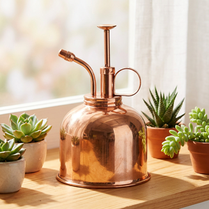 AK Brass Eco-Friendly Copper Plated Metal Watering Can 1.3L Capacity for Small Indoor <b>Plants</b> - Product Image 2