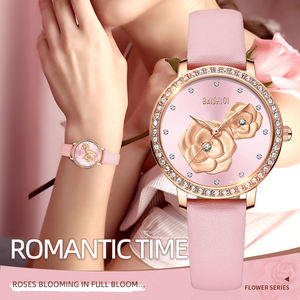 Montre en cuir BAISHIQI décontractée et élégante avec motif floral, montre-bracelet de luxe pour femmes, montre à quartz pour femmes - Product Image 2