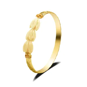 Hawaiian Popular Gold Plated Copper Bracelet Cute Resin Pikake Women Bracelet