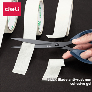 Deli 6009 Lưỡi Bạc kéo hộ gia đình vừa đỏ 1 + đen 1 kéo chống dính giấy văn phòng nhà bếp lớn chống gỉ - Product Image 5