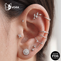 Bijoux de corps de qualité supérieure en titane G23, plaqué or 18K PVD, piercing labret à tige plate sans filetage, clous d'oreille à poussoir, directement de l'usine