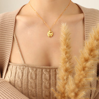 Vente chaude en acier inoxydable plaqué or collier pendentif plaque de grain irrégulier collier en forme de coeur