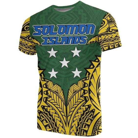 POD Printed Pattern Logo T-Shirt Polynesia Solomon Islands