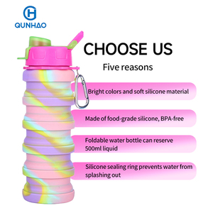 Bouteille d'eau de sport en silicone, produits les plus vendus, qualité alimentaire, 500 ml, bouteille d'eau de sport en silicone pliable pour l'extérieur - Product Image 4
