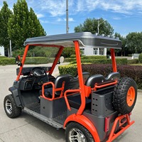 Voiturette de golf électrique 4 places, véhicule utilitaire sport (UTV), phares LED, pneus tout-terrain, roue de secours, accessoires pour voiturette de golf