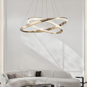 Zeal Lighting, candelabros de diseño circular moderno, anillo de cristal regulable, luz colgante para dormitorio - Product Image 2