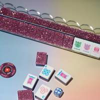 Set Mahjong Amerika Standar Superior 160 Ubin Akrilik Berat dengan 4 Rak dan Penggeser untuk Permainan Papan di Meja Pengiriman Malam Hari