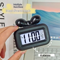 Réveil miniature en plastique YAOQIU qui brille dans le noir - Design compact et mignon, prévisions météo, minuteur de compte à rebours pour les étudiants, bureau