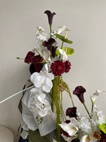 Bouquet de mariée bordeaux H483, lys Calla, fleurs en cascade pour les mariages et les cérémonies, fleurs artificielles en soie