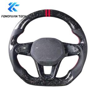 Volant chauffant en fibre de carbone et Alcantara avec LED pour Volkswagen VW Golf R Mk8 GTI JETTA 2019 2020 <span class=keywords><strong>2021</strong></span> 2022 2023 2024 2025 2026 - Product Image 3