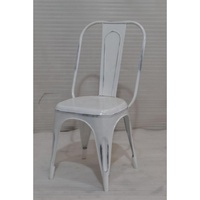 Chaises de salle à manger vintage en métal blanc, structure en fer, style industriel, finition vieillie, légères, économiques, pour la maison et le bureau