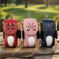 Sac de golf personnalisé en cuir synthétique avec porte-tee, mini pochette à tee gravée avec monogramme sur mesure, cadeau pour équipe de golf