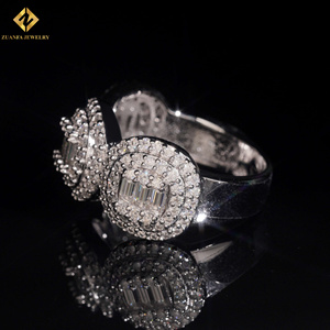 ZUANFA JEWELRY Cluster Shape Moissanite Hip Hop <b>Ring</b> 925 <b>Silver</b> Rhodium Plated Pave Setting Unisex Party Jewelry <b>Man</b> Band <b>Ring</b> - Product Image 4