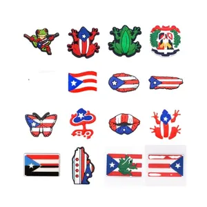 Puerto Rico bendera bakiak jimat untuk dekorasi kupu-kupu katak pesona pengiriman cepat