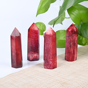 Vente en gros de baguettes de pierre de lune rouge naturelle, pointes de quartz de guérison, décorations en cristal pour l'artisanat et la décoration intérieure - Product Image 1