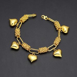 Jxx <b>24k</b> <b>Gold</b>-Plated Women's Heart-Shaped Brass <b>Bracelet</b> Charm <b>Bracelets</b> with Zircon Fashion Jewelry Wholesale - Product Image 6