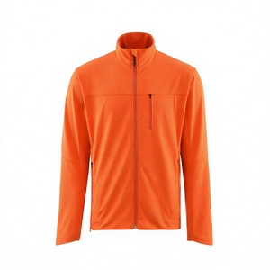 Chaqueta de forro polar naranja para hombre con cremallera completa, cuello alto, estilo deportivo, manga larga y cierre de cremallera. - Product Image 4