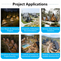 Maisons Modulaires Préfabriquées Clé en Main, Chalet Intelligent Triangulaire Effet Bois pour Projets Hôteliers, Resorts et Usage Commercial