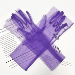 Nouveau femmes Ultra mince gants <span class=keywords><strong>Tulle</strong></span> coude longue robe de mariée mitaines pure Transparent crème solaire Vintage gants - Product Image 5