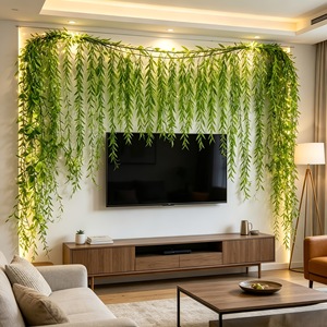 Huayao Artificial Willow <b>Leaf</b> Vine 88cm Emerald Green Plastic Hanging Greenery <b>Wall</b> Ceiling <b>Decor</b> Simulation Strip - Product Image 1