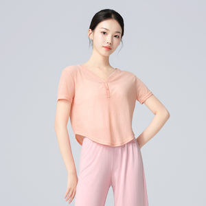 Hauts de <span class=keywords><strong>danse</strong></span> moderne <span class=keywords><strong>classique</strong></span> pour femmes chemisiers d'entraînement de ballet respirants à col en V pour adultes - Product Image 2