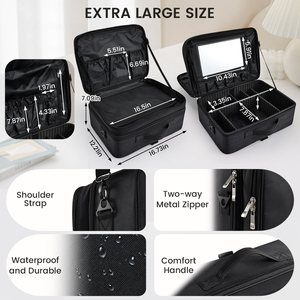 Extra <b>Large</b> <b>Makeup</b> Case With Mirror 3 Layers Cosmetic Train <b>Bag</b> Nail Organizer Salon Travel Cases Barber Box Dividers M61Y & M67 - Product Image 2