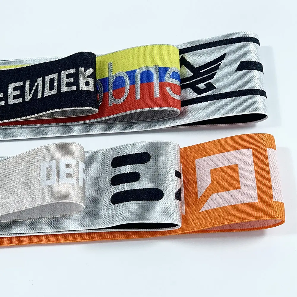 Manufacturer customized man's underwear band pattern embossed logo jacquard elastic band tape webbing