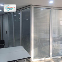 Cloison mobile en verre sur rail de plafond, cadre en aluminium, insonorisée, acoustique, pliable, séparateur de pièce, verre trempé, bureau, salle de sport
