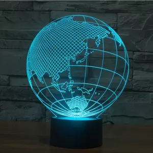 3D Lamp Asia Globe LED Night Light 7Color Change LamsTouch Switch Home Decoration Vision Stereo Lamp