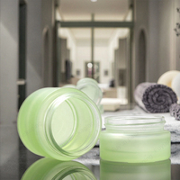 Pot de crème givré clair avec couvercle en bambou ensembles vides pour mascara et bouteille en verre de goutte pour les yeux emballage cosmétique pour lotion tonique