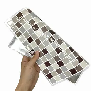 Azulejos de parede autoadesivos de mosaico marrom para banheiro, chuveiro, cozinha, arte 3D, backsplash, casca e vara