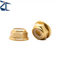 Écrou de blocage hexagonal à bride en laiton jaune, cuivre, bronze poli avec insert en nylon, M6 M10 M12 M20, livraison rapide