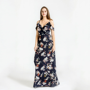À <span class=keywords><strong>la</strong></span> mode en gros taille et taille sangles V profond sans bretelles <span class=keywords><strong>plage</strong></span> impression longue robe décontractée - Product Image 1