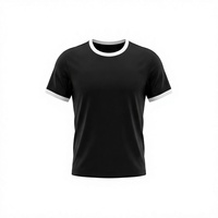 T-shirt Homme Lourd Style Ringer à Bordures Contrastantes Uni 100% Coton Manches Courtes Vente en Gros