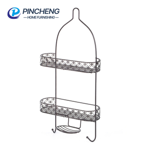 Estante <span class=keywords><strong>de</strong></span> almacenamiento para toallas <span class=keywords><strong>de</strong></span> baño sin taladro, organizador <span class=keywords><strong>de</strong></span> baño <span class=keywords><strong>de</strong></span> hierro resistente al óxido, cesta colgante para ducha con ganchos - Product Image 1