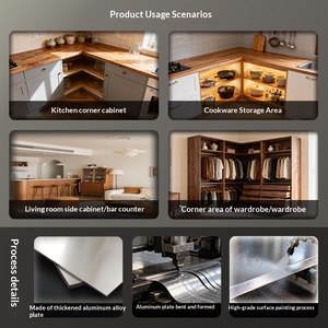 Organizador de Esquina para Gabinete, de Doble Capa, de Aluminio, con Tapete Antideslizante, Estilo Chino, para Ollas y Tazones, Diseño de Platillo Volador - Product Image 3