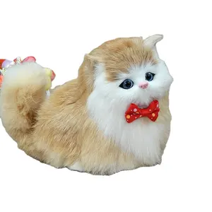 Hadiah Spesial Dekorasi Rumah Hadiah Pendamping Hewan Kucing Tiruan Tinggi Mainan Boneka Kucing Mewah Bulu Sintetis Kucing Realistis