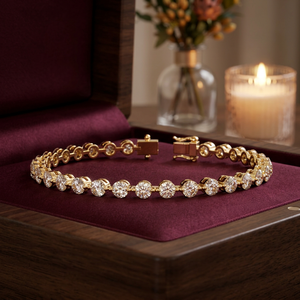 Bracelet tennis personnalisé en diamant de laboratoire de forme ronde, bijoux fins en or, serti clos, pour femme, accessoire de luxe élégant - Product Image 5