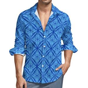 Chemises à manches longues boutonnées pour hommes, nouveau design, logo personnalisé imprimé, uniforme de travail, hauts polynésiens, chemises décontractées en polyester pour hommes - Product Image 4