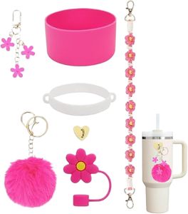 Bouilloire d'eau portable en acier de qualité alimentaire 40OZ pour fille avec cordon de transport et accessoires en gel de silice, idéale pour la décoration - Product Image 1