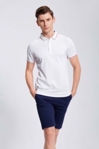 Polo Blanco de Manga Corta, Color Sólido, Transpirable, Tejido de Punto, Corte Regular, Ropa Casual para Hombre - Product Image 3