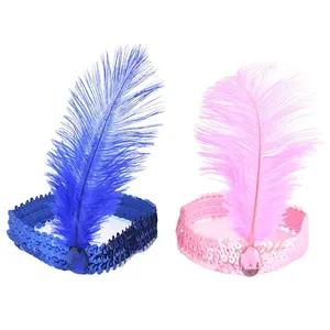 Fasce di piume Flapper Crystal Sequin Charleston Dress accessori Costume Hairband copricapo donna Ladies Party Jewelry