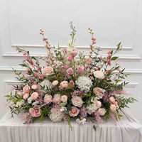 Ensemble de compositions florales artificielles en soie couleur nude poussiéreuse pour l'automne, chemin de table de mariage et rangée florale au sol