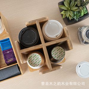 ชั้นวางแก้วกระดาษไม้ไผ่แบบหมุนได้หลายช่องใส่แก้วกาแฟที่บ้านสำนักงานเป็นมิตรกับสิ่งแวดล้อม - Product Image 3