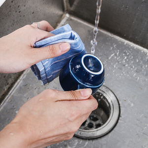 Оптовый набор из 6 керамических чашек для эспрессо и блюдец темно-синего цвета, многоразовые, экологичные, для кафе, современный дизайн - Product Image 3